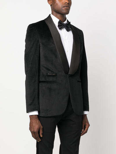 Philipp Plein Single-breasted Velvet Blazer In Schwarz