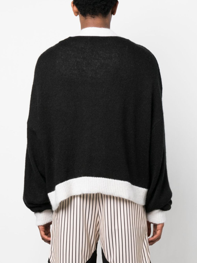 Rough Cardigan Mit Logo-patch In Black