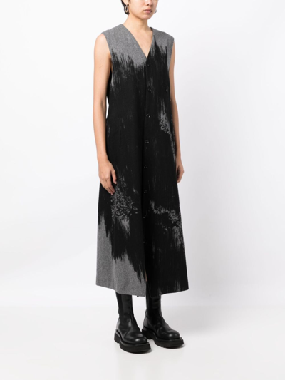Shop Y's Abstract-print Wool-blend Dress In Black