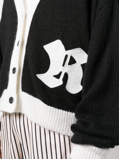 Shop Rough Logo-patch Button-up Cardigan In Black