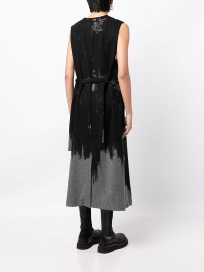 Shop Y's Abstract-print Wool-blend Dress In Black