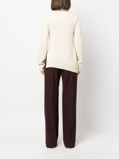 Jil Sander High Neck Long Sleeves Knit Jumper With Split At One Side In Nude