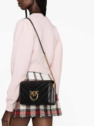 Pinko Love Quilted Crossbody Bag In Black