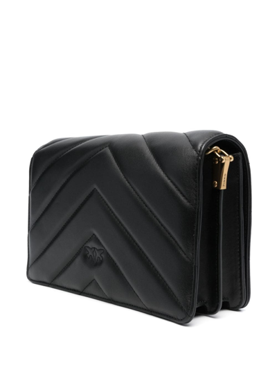 Shop Pinko Love Quilted Leather Shoulder Bag In Black