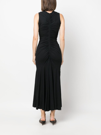 Shop Ulla Johnson Gwynne Ruched Cotton Midi Dress In Black
