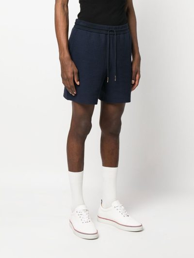 Shop Thom Browne Waffle-effect Drawstring Shorts In Blue