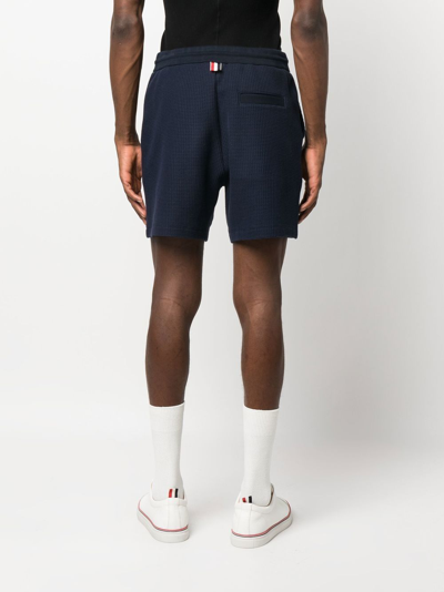 Shop Thom Browne Waffle-effect Drawstring Shorts In Blue