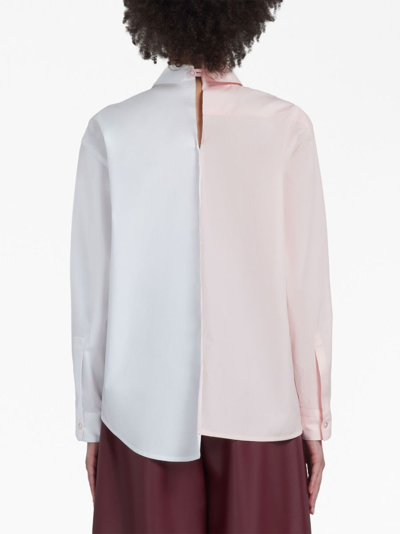 Shop Marni Asymmetric Poplin Shirt In Pink