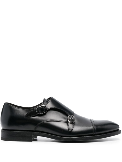 Shop Henderson Baracco Side-buckle Leather Monk Shoes In Schwarz