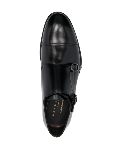Shop Henderson Baracco Side-buckle Leather Monk Shoes In Schwarz