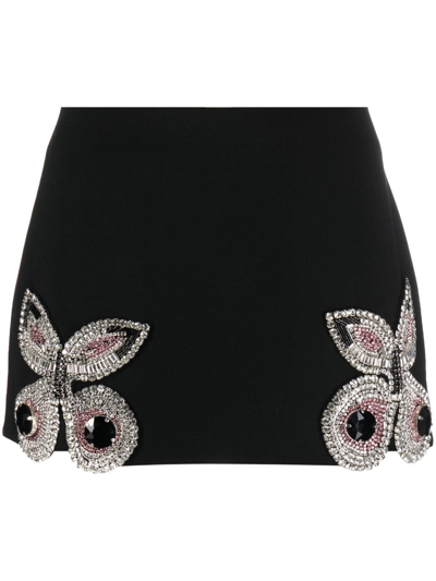 Shop Area Butterfly-appliqué Embellished Miniskirt In Black