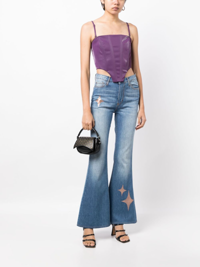 Shop Madison.maison Star-print High-rise Flared Jeans In Blau