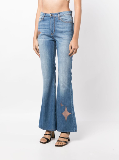 Shop Madison.maison Star-print High-rise Flared Jeans In Blau