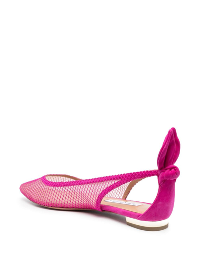 Shop Aquazzura Mesh-panelling Suede Ballerina Shoes In Rosa