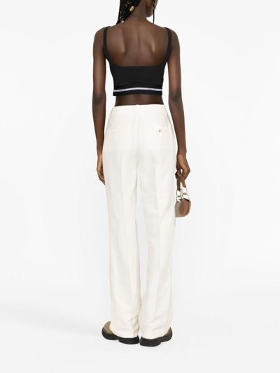 Shop Helmut Lang Slit Flared Trousers In Neutrals