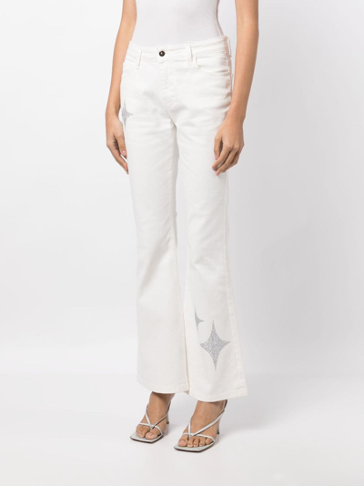 Madison.maison Star-print High-rise Flared Jeans In Weiss