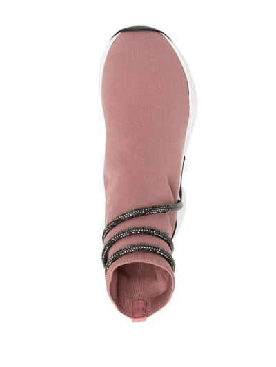 Shop René Caovilla Glitter-wrap Sock-ankle Sneakers In Rosa