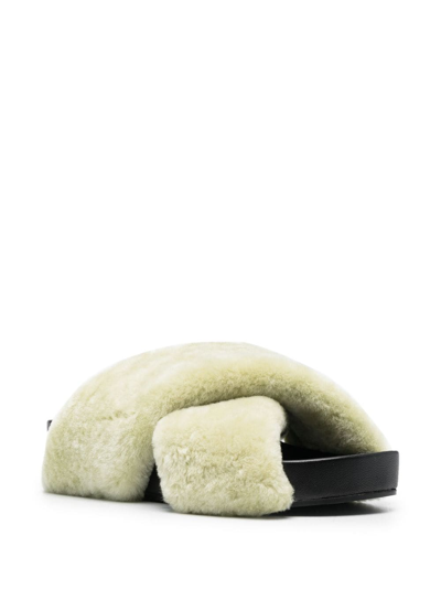 Shop Jil Sander Shearling Cross-over Sandals In Green