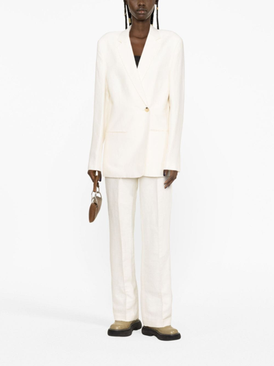 Shop Helmut Lang Single-breasted Tailored Blazer In Neutrals