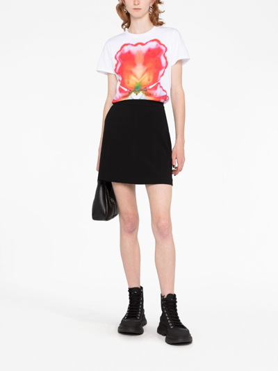 Shop Alexander Mcqueen Abstract-print Cotton T-shirt In White