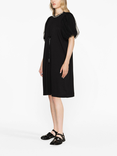 Shop Simone Rocha Pearl-embellished Tulle T-shirt Dress In Schwarz