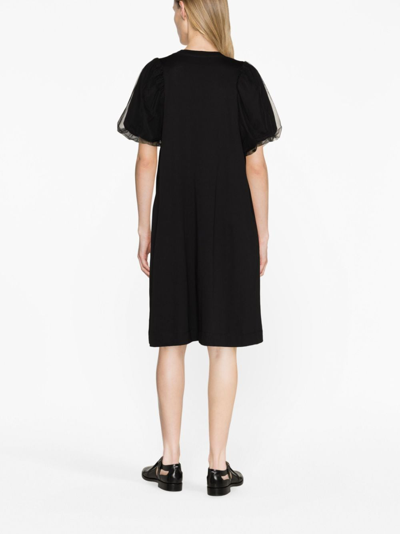 Shop Simone Rocha Pearl-embellished Tulle T-shirt Dress In Schwarz