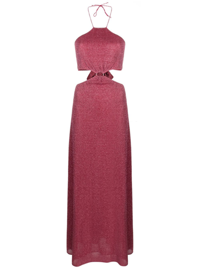 Shop Oseree Lumière Halterneck Maxi Dress In Pink