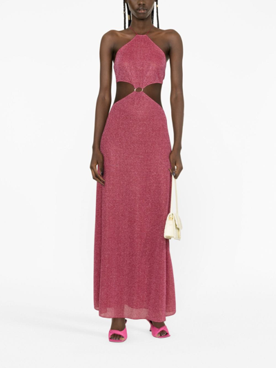 Shop Oseree Lumière Halterneck Maxi Dress In Pink