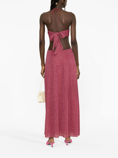 Shop Oseree Lumière Halterneck Maxi Dress In Pink