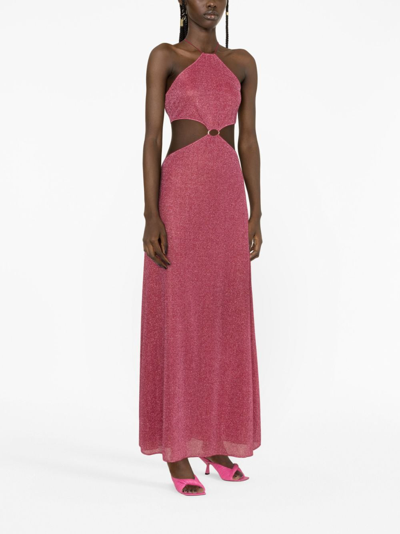 Shop Oseree Lumière Halterneck Maxi Dress In Pink