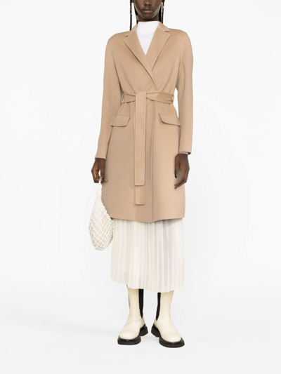 Shop Theory Wool-cashmere Blend Wrap Coat In Neutrals