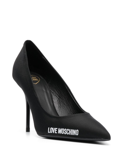 Shop Love Moschino 100mm Logo-print Leather Pumps In Schwarz
