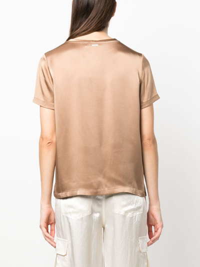 Shop 's Max Mara Satin-finish Short-sleeve T-shirt In Braun