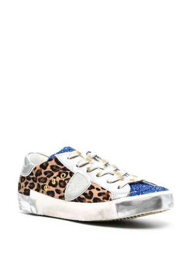 Shop Philippe Model Paris Prsx Leather Low-top Sneakers In Blue