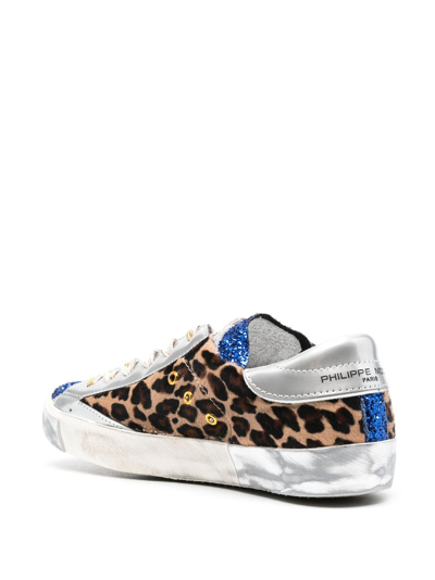 Shop Philippe Model Paris Prsx Leather Low-top Sneakers In Blue