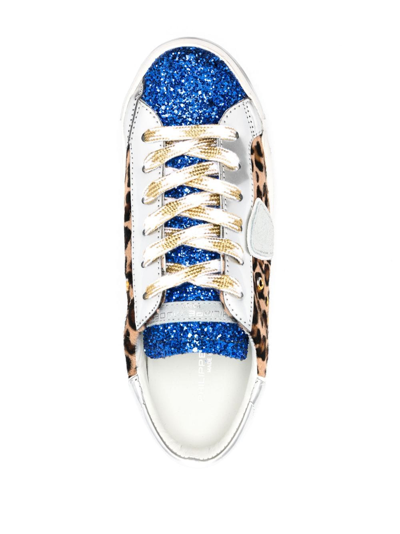 Shop Philippe Model Paris Prsx Leather Low-top Sneakers In Blue