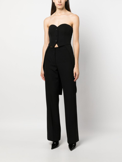 Shop Moschino High-rise Straight-leg Trousers In Schwarz