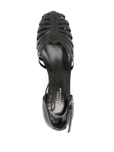 Shop Sarah Chofakian 65mm Hilda Caged Sandals In Black