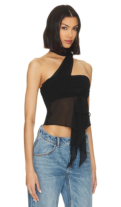 Shop Guizio Chiffon Wrap Around Top In Black