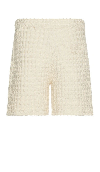 Shop Oas Ecru Porto Waffle Shorts In Off White