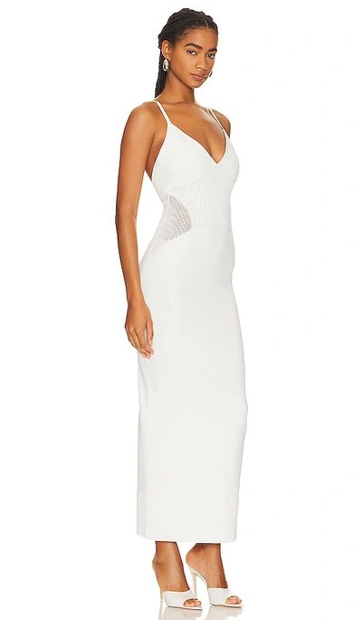 Shop Herve Leger Mixed Pointelle Strappy Gown In Alabaster