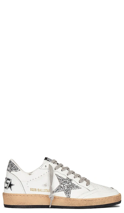 Shop Golden Goose Ball Star Sneaker In White & Silver