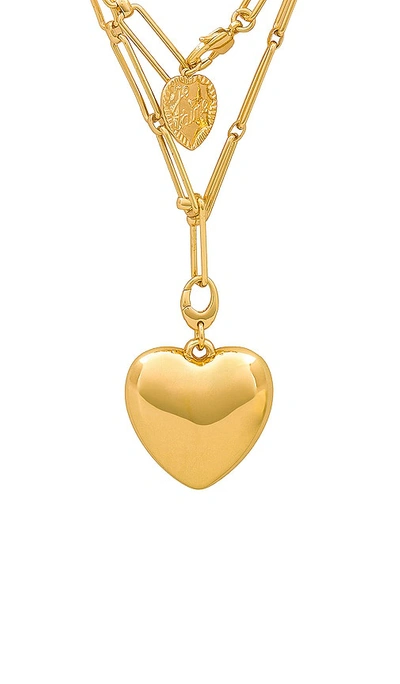 Jenny Bird X Revolve Puffy Heart Chain Necklace In Gold