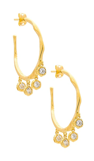 Shop Joanna Laura Constantine Dangling Stone Wave Hoop Earrings In Gold