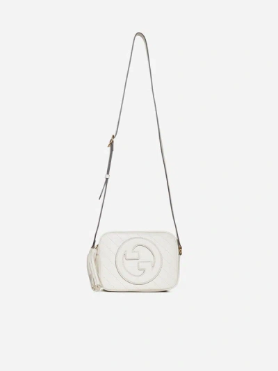 Shop Gucci Blondie Leather Small Bag In Mystic White