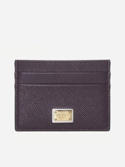 Shop Dolce & Gabbana Logo-plaque Leather Card Holder In Must
