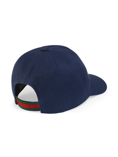 Shop Gucci Interlocking G Cotton Baseball Cap In Blue