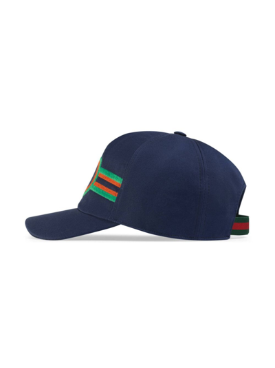 Shop Gucci Interlocking G Cotton Baseball Cap In Blue