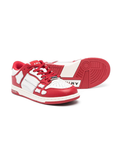 Shop Amiri Skel Top Leather Sneakers In Red