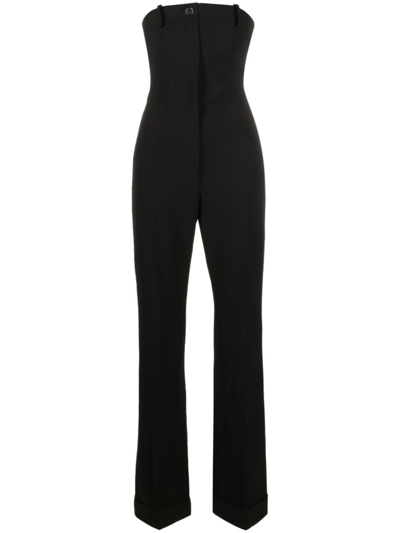 Shop Moschino Strapless Straight-leg Jumpsuit In Black